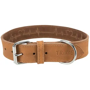 Rustic kožený obojok Heartbeat - hnedá L-XL: 55-65cm/40mm